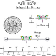 Load image into Gallery viewer, 14G Dragonfly Colors Industrial Barbell 38mm
