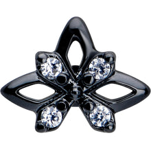Load image into Gallery viewer, 20G 7mm Clear CZ Gem Black Gothic Star L Shape Nose Ring

