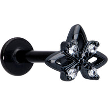 Load image into Gallery viewer, 16G Clear CZ Gem Black Gothic Star Flat Back Earring
