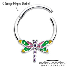 Load image into Gallery viewer, 16G 3/8 Dragonfly Color Hinged Segment Ring
