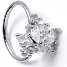 Load image into Gallery viewer, 20G 5/16 Clear CZ Gem Heart Crown Nose Hoop
