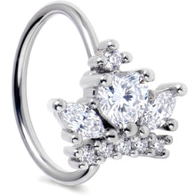 Load image into Gallery viewer, 20G 5/16 Clear CZ Gem Heart Crown Nose Hoop
