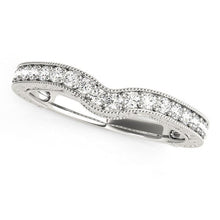 Load image into Gallery viewer, 14k White Gold Bead Border Curved Diamond Wedding Band (1/4 cttw)
