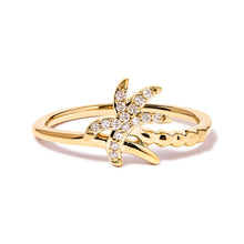 Load image into Gallery viewer, 10K Yellow Gold 1/10 Cttw Diamond  Palm Tree Statement Ring (H-I Color, I1-I2 Clarity) - Ring Size 7
