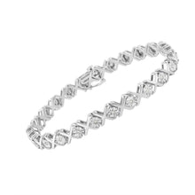 Load image into Gallery viewer, .925 Sterling Silver 1/4 Cttw Miracle Set Diamond "X" Link Bracelet (I-J Color, I3 Clarity) - 7.25"
