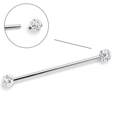 Load image into Gallery viewer, 14G Clear Gem Internally Threaded Disco Industrial Barbell 38mm

