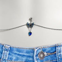 Load image into Gallery viewer, Blue Gem Heart Colorful Butterfly Belly Ring Belly Chain
