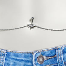 Load image into Gallery viewer, Clear Gem Arching Glamour Double Mount Belly Ring Belly Chain
