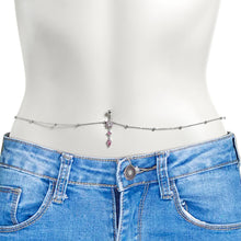 Load image into Gallery viewer, Pink Gem Vivid Dangle Belly Ring Belly Chain
