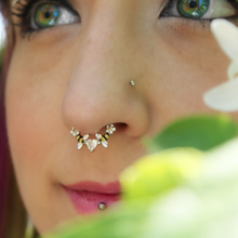 Load image into Gallery viewer, 16G 3/8 Clear CZ Gem Bee Heart Flower Love Hinged Segment Ring
