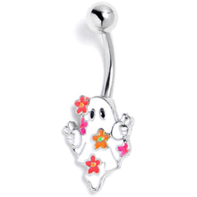 Load image into Gallery viewer, Halloween Floral Ghost Belly Ring

