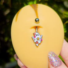 Load image into Gallery viewer, Halloween Floral Ghost Belly Ring
