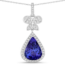 Load image into Gallery viewer, 5.54 Carat Genuine Tanzanite and White Diamond 18K White Gold Pendant
