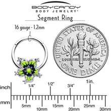 Load image into Gallery viewer, 16G 3/8 Clear CZ Gem Go Green Flower Hinged Segment Ring

