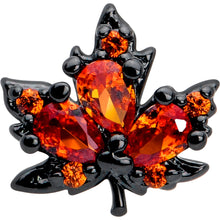 Load image into Gallery viewer, 20G 7mm Orange CZ Gem Black Autumn Leaf L Shape Nose Ring

