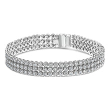 Load image into Gallery viewer, 18K White Gold 5.00 Cttw Natural Diamond 3 Row Link Tennis Bracelet (G-H Color, VS1-VS2 Clarity) - 7.25" Inches
