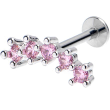 Load image into Gallery viewer, 16G 5/16 Pink CZ Gem Luxe Arch Internally Threaded Labret Tragus
