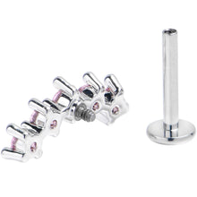 Load image into Gallery viewer, 16G 5/16 Pink CZ Gem Luxe Arch Internally Threaded Labret Tragus
