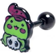 Load image into Gallery viewer, 16G Black Witch Frog Skull Halloween Tragus Cartilage Earring

