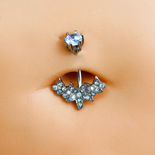 Load image into Gallery viewer, Clear CZ Gem Flower Garland Double Mount Belly Ring

