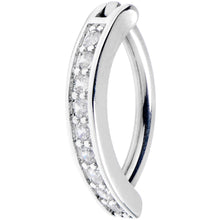 Load image into Gallery viewer, 14G 3/8 Implant Grade Titanium CZ Paved Hinged Hoop Belly Ring
