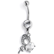 Load image into Gallery viewer, Clear CZ Gem Abstract Style Butterfly Dangle Belly Ring
