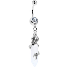 Load image into Gallery viewer, Clear Gem Mermaid Rider Dangle Belly Ring
