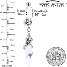 Load image into Gallery viewer, Clear Gem Mermaid Rider Dangle Belly Ring
