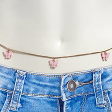 Load image into Gallery viewer, Rose Gold Tone Pink Butterfly Dangle Belly Chain
