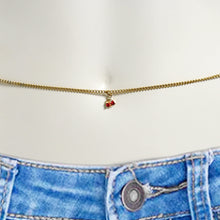 Load image into Gallery viewer, Red Gem Gold Tone Cherry Sweet Dangle Belly Chain
