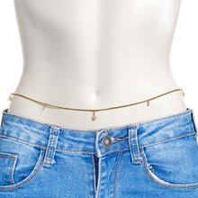 Load image into Gallery viewer, Clear Gem Gold Tone Round Dangle Belly Chain
