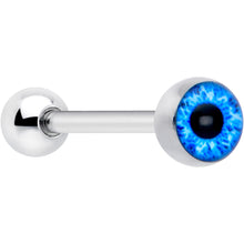 Load image into Gallery viewer, Open Blue Eye Barbell Tongue Ring
