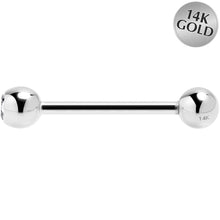 Load image into Gallery viewer, 14G 5/8 Cubic Zirconia Solid 14k White Gold Straight Barbell
