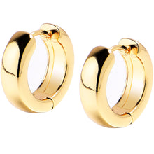 Load image into Gallery viewer, 12mm Unisex Gold Tone Stainless Steel Hinged Huggie Hoop Earrings
