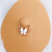 Load image into Gallery viewer, 16G 3/8 Clear Gem Rose Gold Tone Butterfly BCR Captive Ring Set of 4
