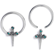 Load image into Gallery viewer, 16G 3/8 Dagger Design Green BCR Captive Ring Set of 4
