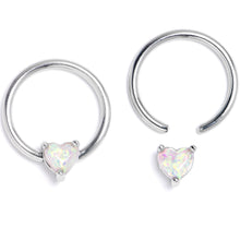 Load image into Gallery viewer, 16G 3/8 Faux Opal Heart BCR Captive Ring Set of 4
