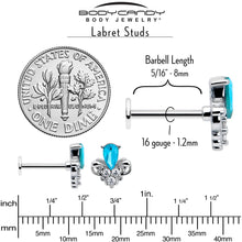 Load image into Gallery viewer, 16G 5/16 Blue Gem Style Simplicity Labret Monroe Tragus
