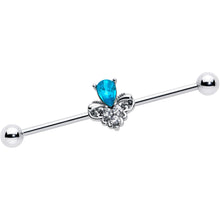 Load image into Gallery viewer, 14G Blue Gem Style Simplicity Industrial Barbell 38mm
