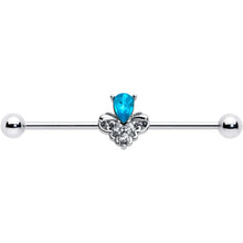 Load image into Gallery viewer, 14G Blue Gem Style Simplicity Industrial Barbell 38mm
