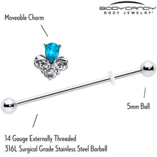Load image into Gallery viewer, 14G Blue Gem Style Simplicity Industrial Barbell 38mm
