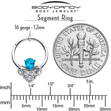 Load image into Gallery viewer, 16G 3/8 Blue Gem Style Simplicity Hinged Segment Ring

