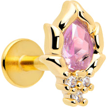 Load image into Gallery viewer, 16G 1/4 Pink CZ Gem Gold Tone Style Fire Labret Monroe Tragus
