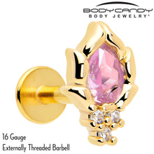 Load image into Gallery viewer, 16G 1/4 Pink CZ Gem Gold Tone Style Fire Labret Monroe Tragus
