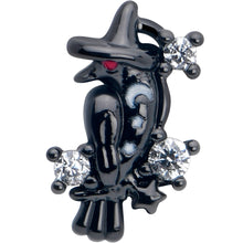 Load image into Gallery viewer, 16G 1/4 Clear CZ Gem Black Raven Witch Labret Monroe Tragus
