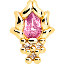 Load image into Gallery viewer, 20G 7mm Pink CZ Gem Gold Tone Style Fire L Shape Nose Ring
