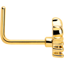 Load image into Gallery viewer, 20G 7mm Pink CZ Gem Gold Tone Style Fire L Shape Nose Ring

