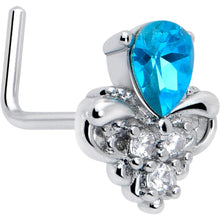 Load image into Gallery viewer, 20G 7mm Blue Gem Style Simplicity L Shape Nose Ring
