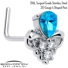 Load image into Gallery viewer, 20G 7mm Blue Gem Style Simplicity L Shape Nose Ring
