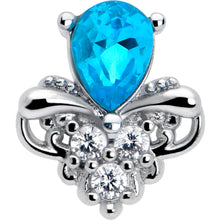 Load image into Gallery viewer, 20G 7mm Blue Gem Style Simplicity L Shape Nose Ring
